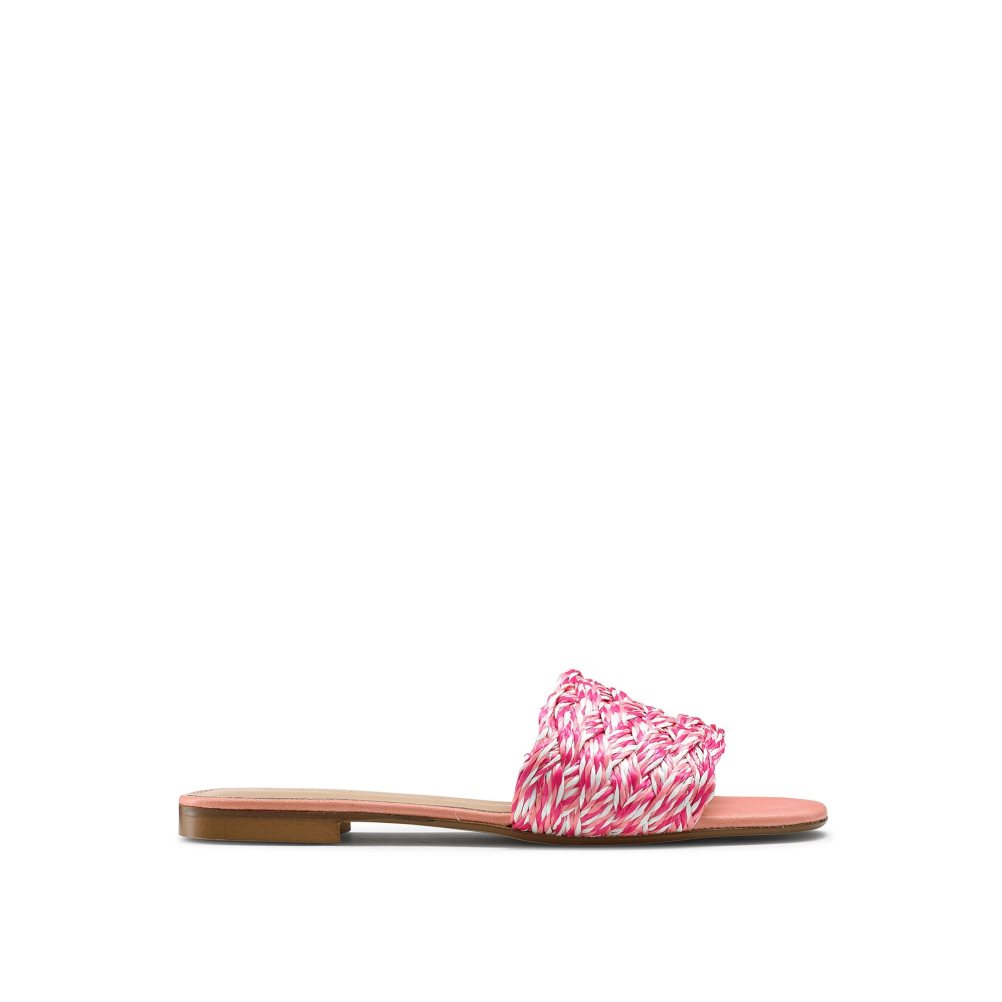 Pink Russell & Bromley Kiss You Raffia Women\'s Flat Sandals | PH-5-EWHX