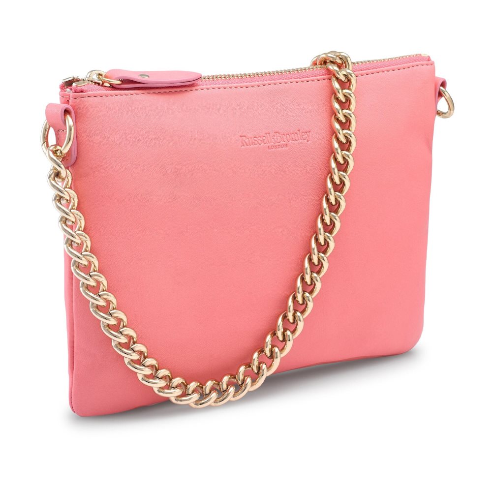 Pink Russell & Bromley On Point Chain Zip Pouch Women's Shoulder Bags | PH-2-QWDL