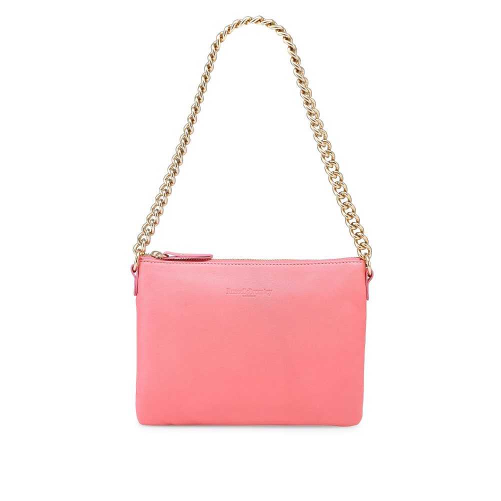 Pink Russell & Bromley On Point Chain Zip Pouch Women's Shoulder Bags | PH-2-QWDL