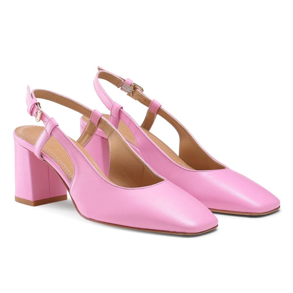 Pink Russell & Bromley Sugar Pie Slingback Block Women's Heels | PH-8-TPDY