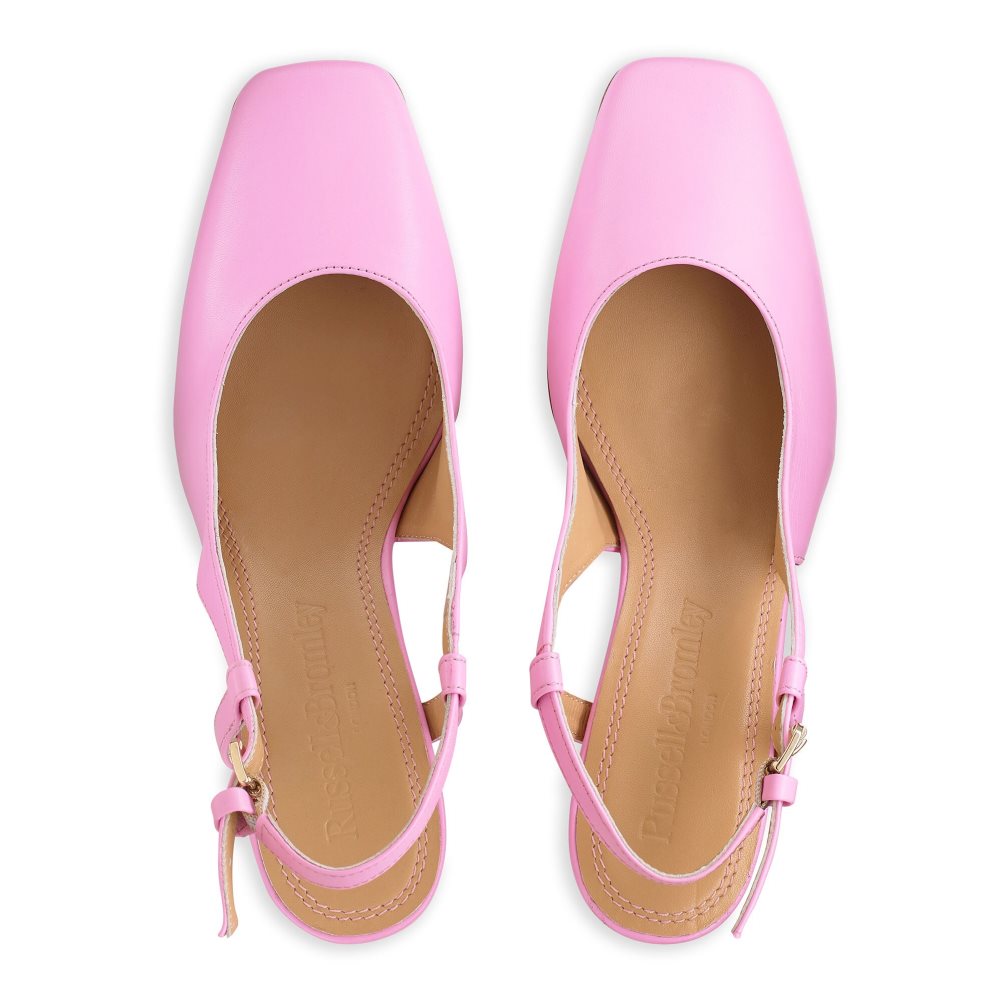 Pink Russell & Bromley Sugar Pie Slingback Block Women's Heels | PH-8-TPDY