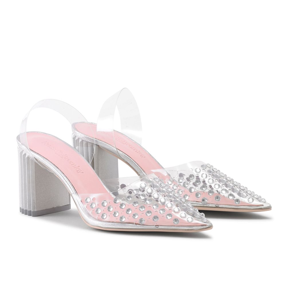 Pink / Silver Russell & Bromley Aphrodite Embellished Court Women's Heels Sandals | PH-3-WNHZ