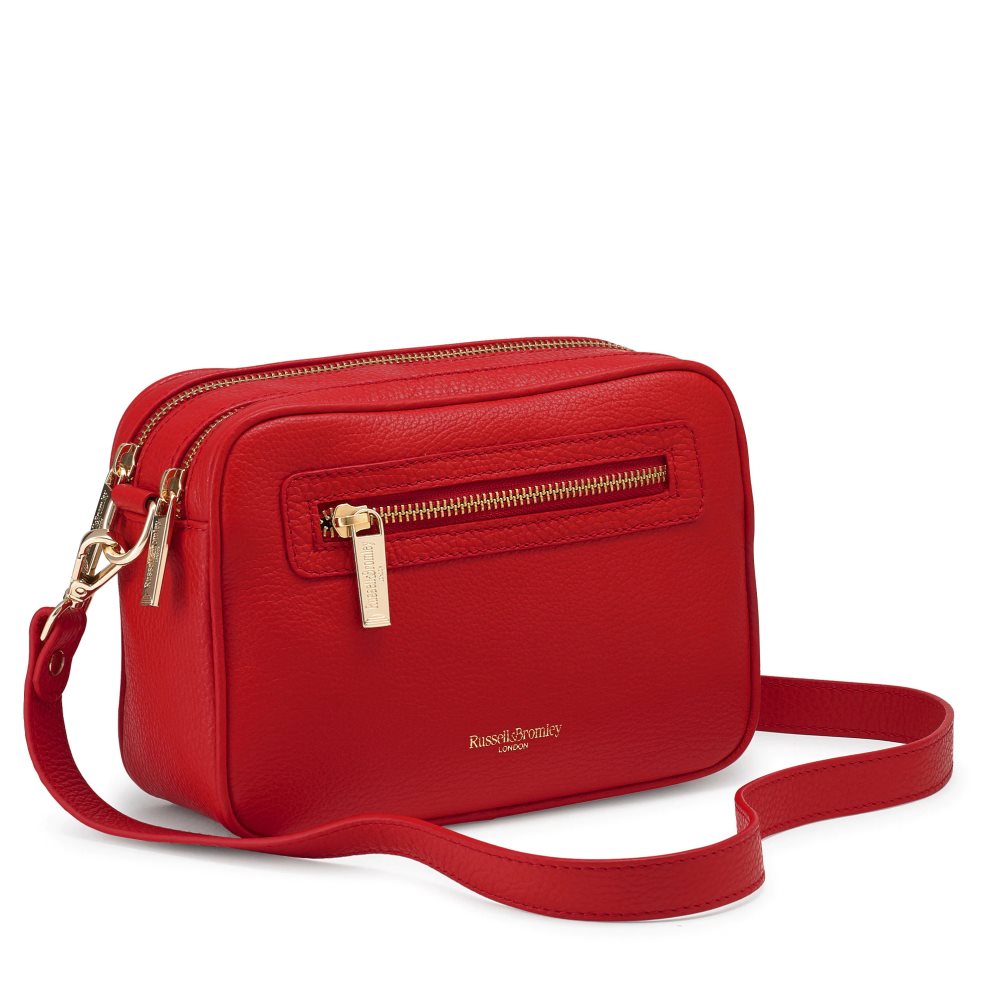 Red Russell & Bromley Dynamic Triple Zip Camera Women's Crossbody Bags | PH-2-TYZV