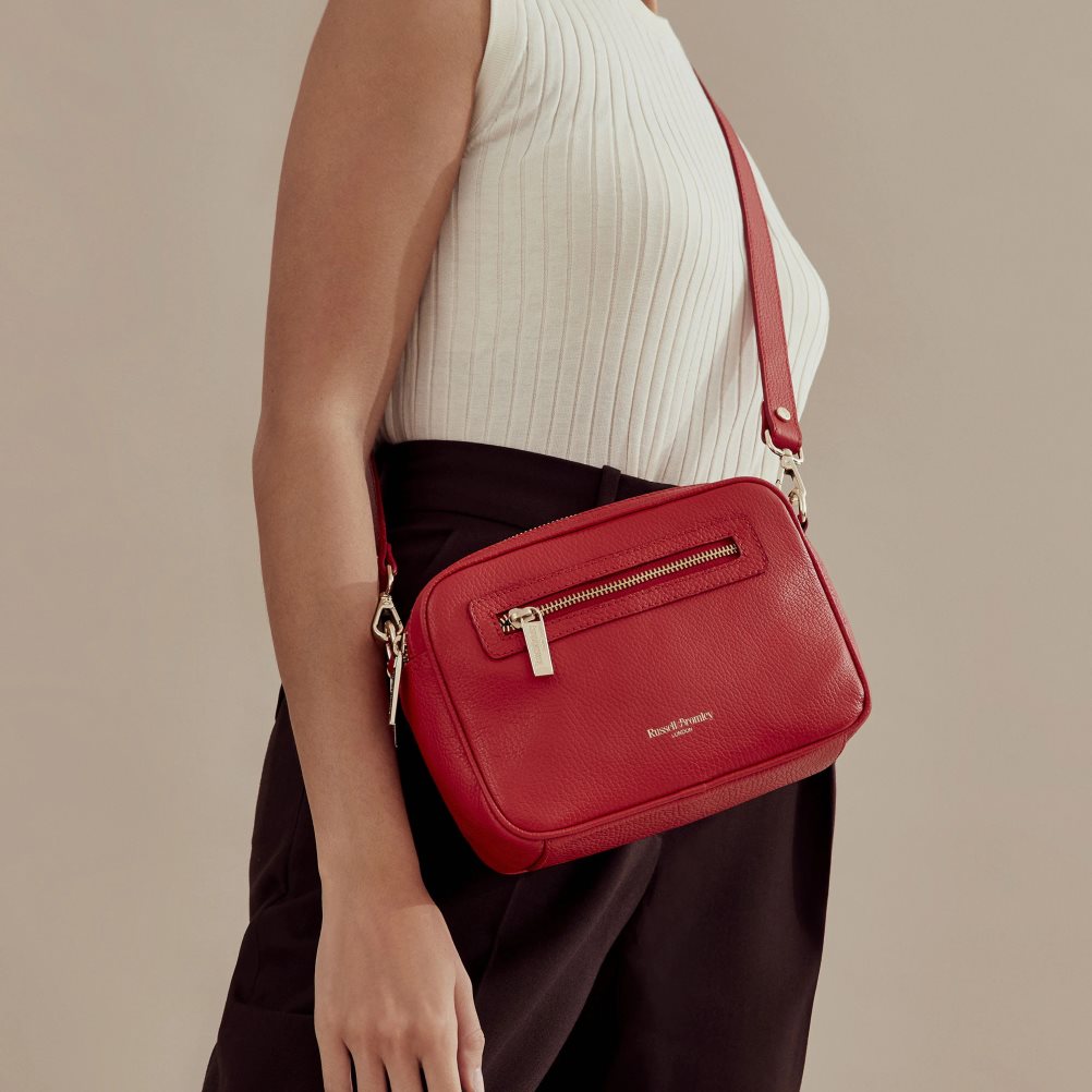 Red Russell & Bromley Dynamic Triple Zip Camera Women's Crossbody Bags | PH-2-TYZV