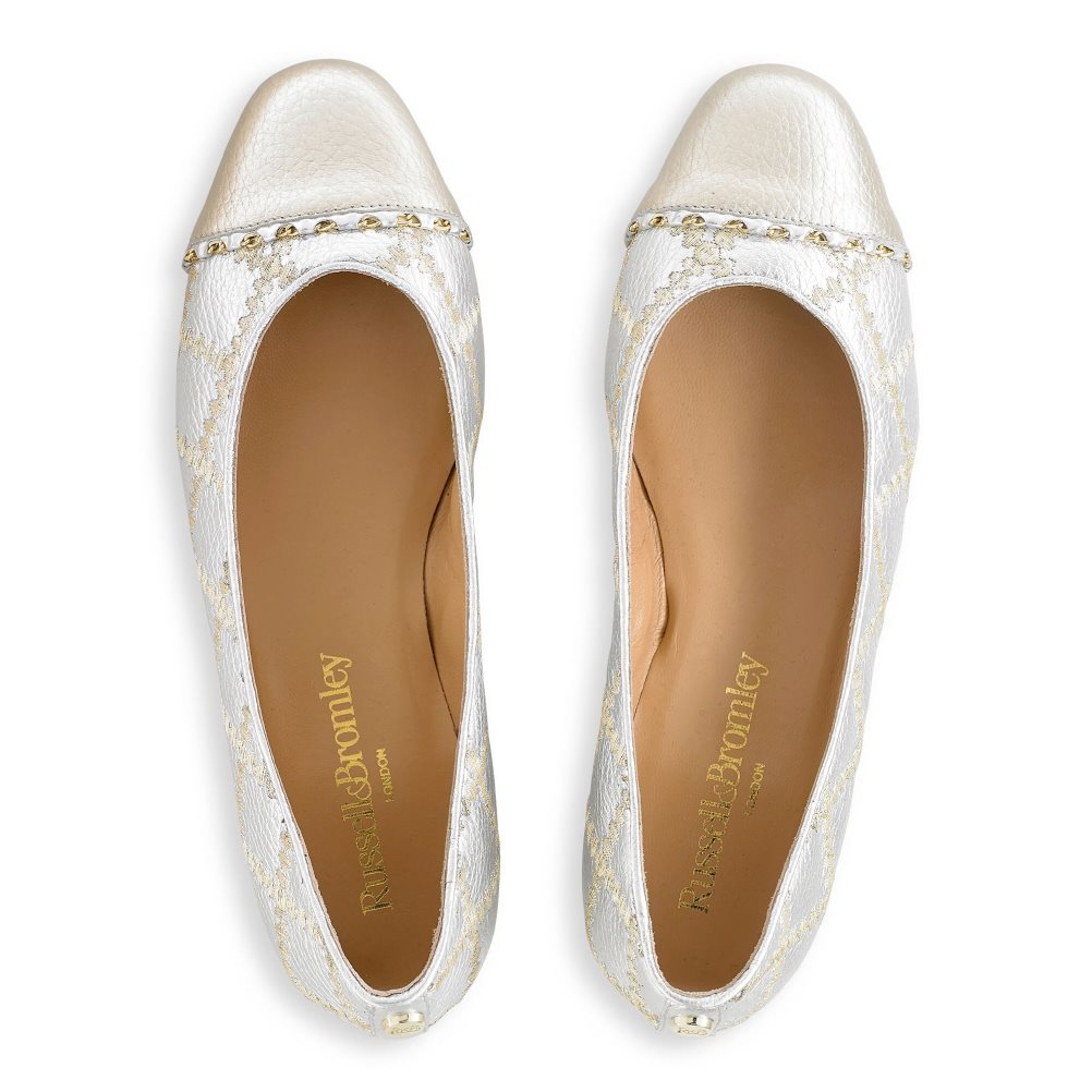 Silver / Gold Russell & Bromley Boulevard2 Women's Ballet Flats | PH-4-FEGY