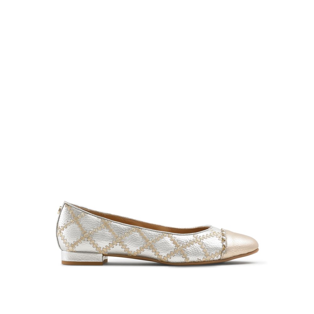 Silver / Gold Russell & Bromley Boulevard2 Women\'s Ballet Flats | PH-4-FEGY