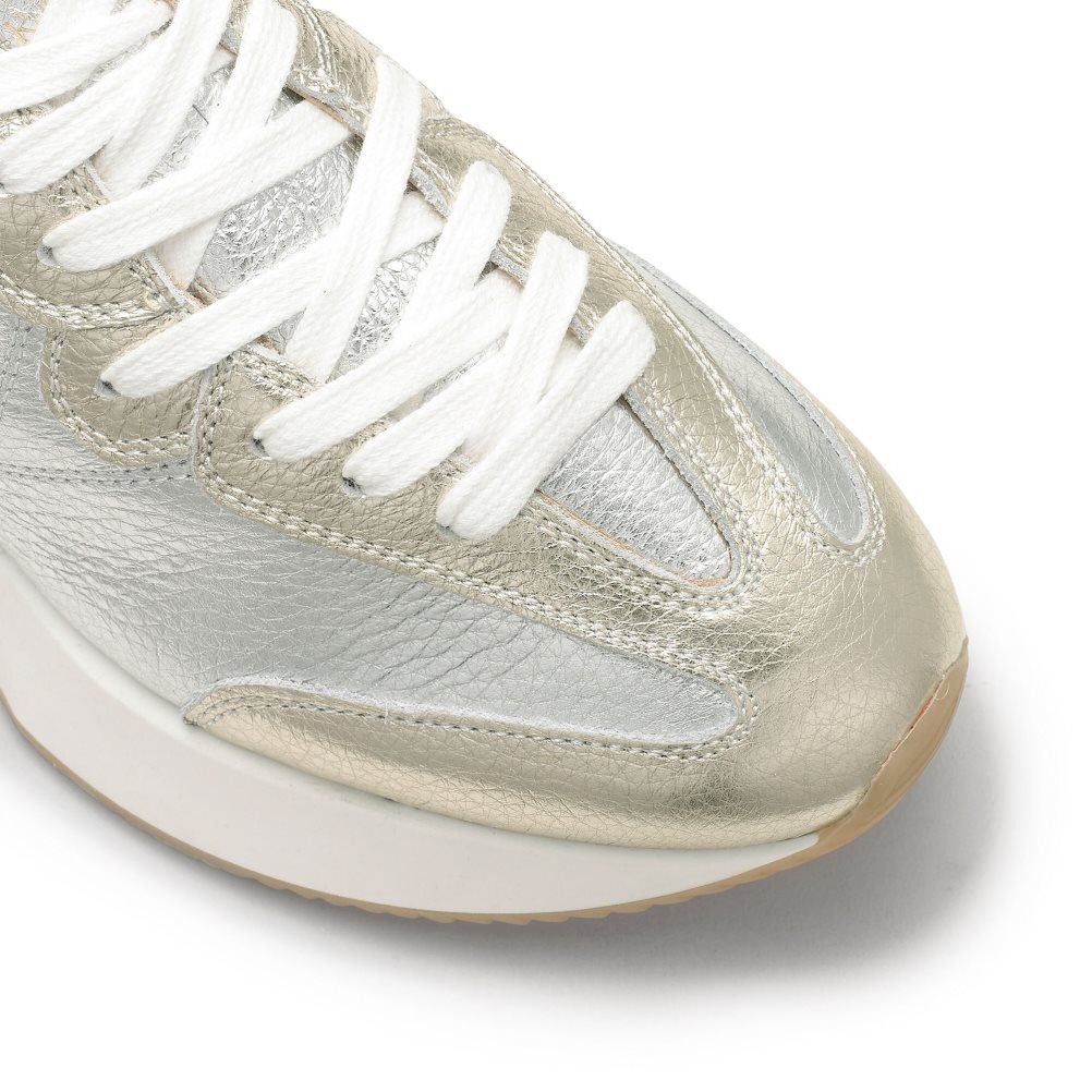 Silver / Gold Russell & Bromley Hourglass Flared Sole Women's Trainers | PH-4-HWCX