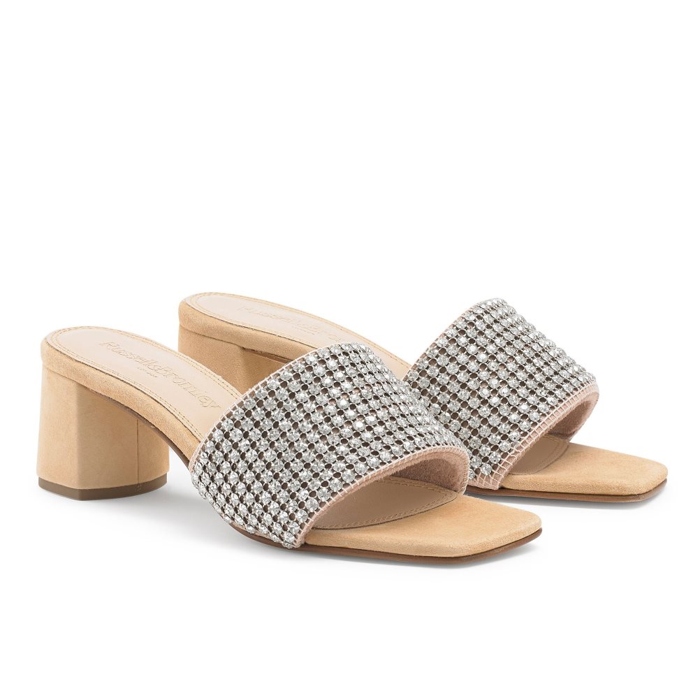 Silver Russell & Bromley Blingbloc Diamante Block Women's Mules | PH-5-HVAL