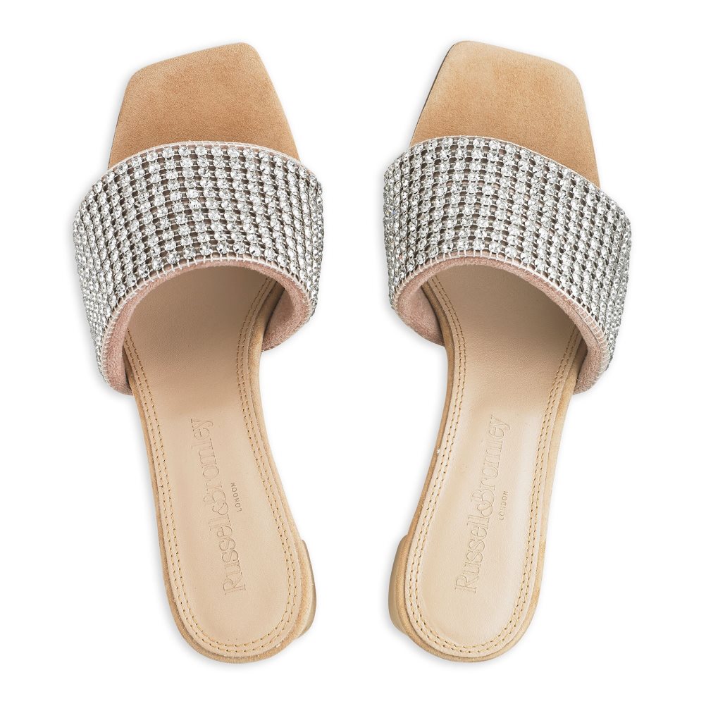 Silver Russell & Bromley Blingbloc Diamante Block Women's Mules | PH-5-HVAL