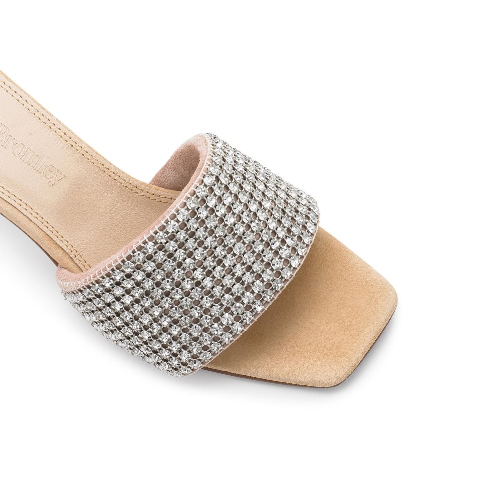 Silver Russell & Bromley Blingbloc Diamante Block Women's Mules | PH-5-HVAL