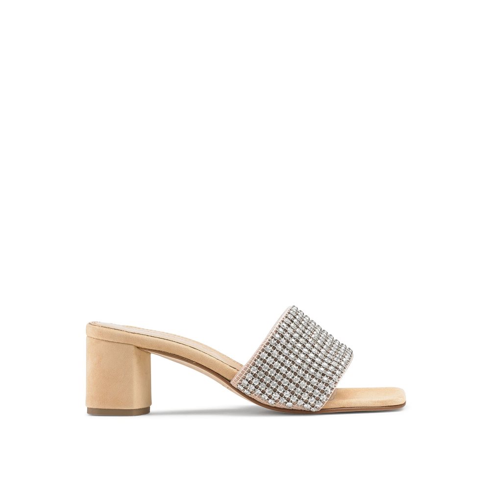 Silver Russell & Bromley Blingbloc Diamante Block Women\'s Mules | PH-5-HVAL