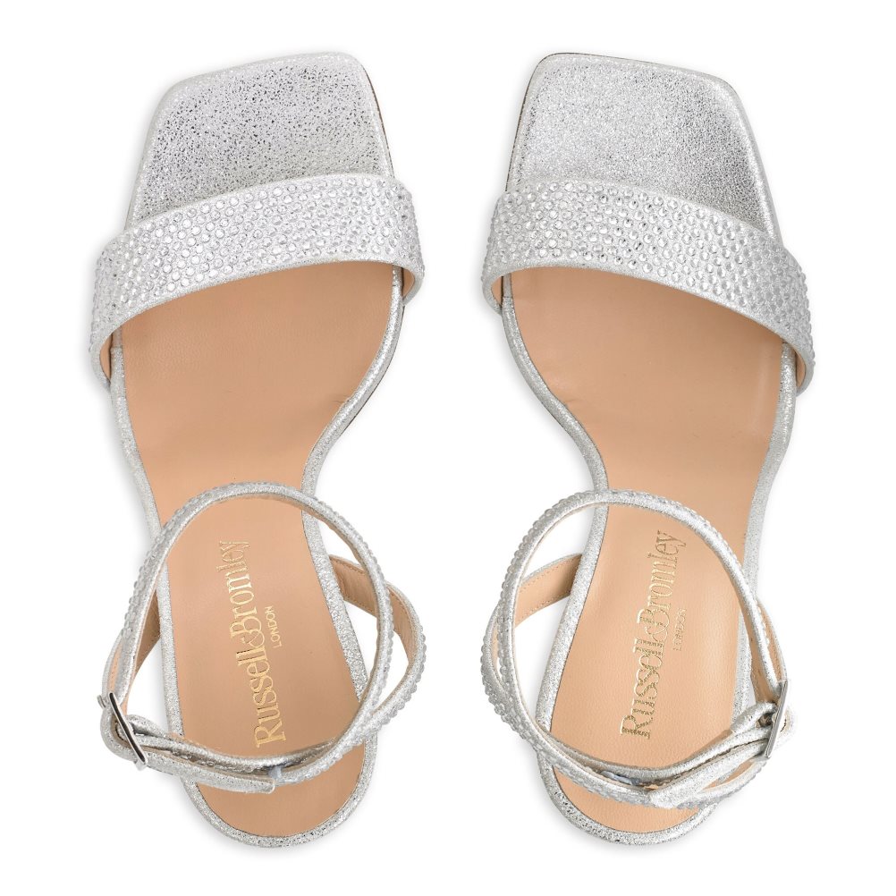 Silver Russell & Bromley Cosmo+ Strappy Women's Heels Sandals | PH-6-XYOP