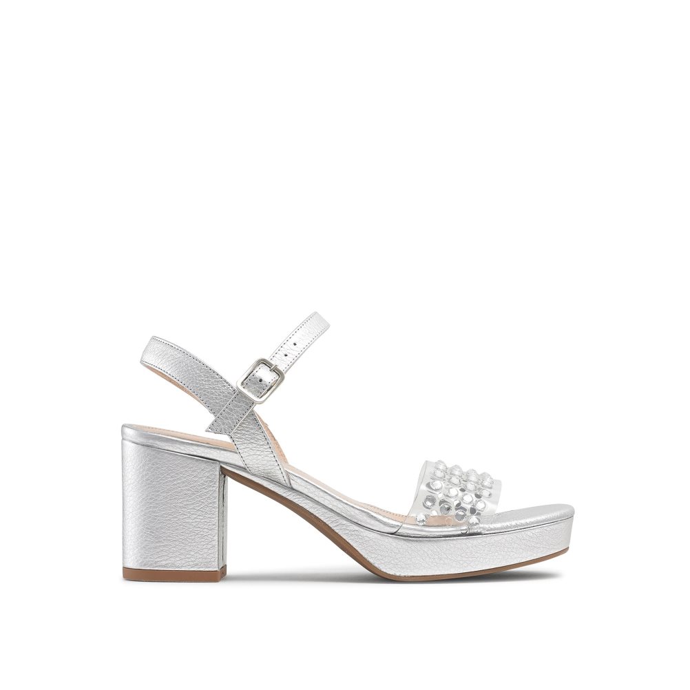 Silver Russell & Bromley Discoqueen+ Platform Women\'s Heels Sandals | PH-8-WUZE