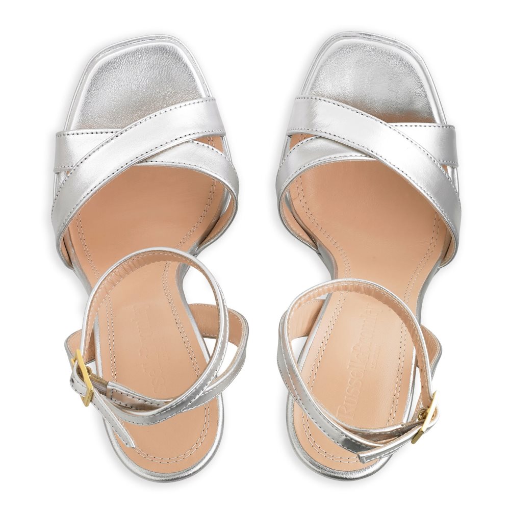 Silver Russell & Bromley Far Out Cross Strap Platform Women's Heels Sandals | PH-1-LPWH