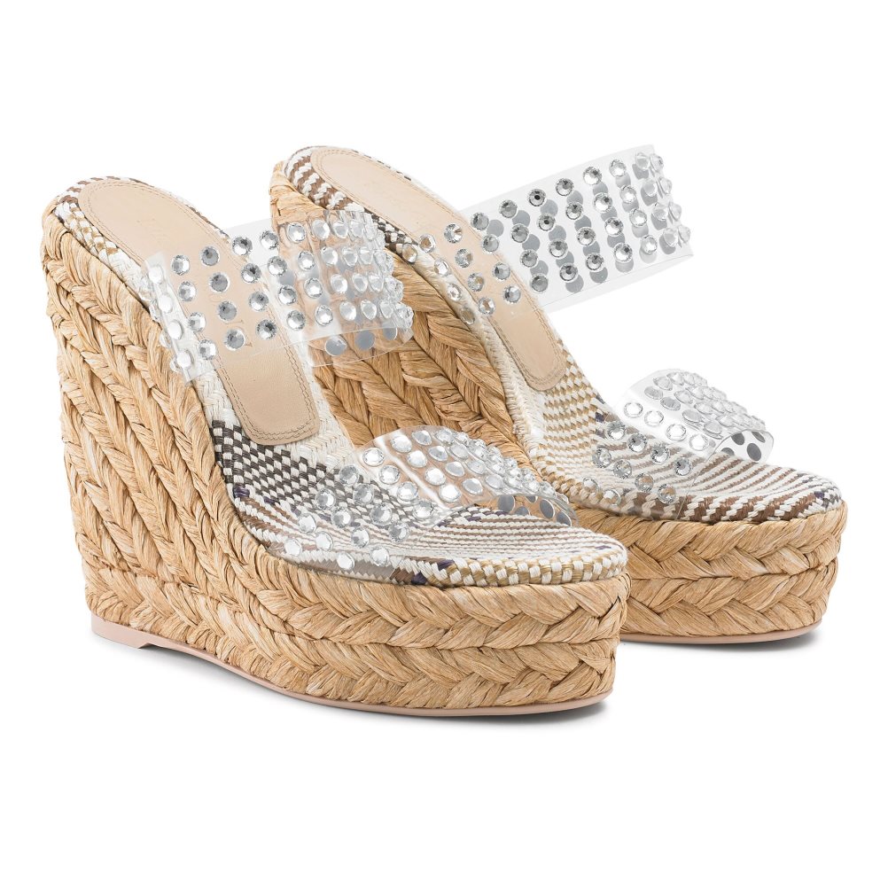 Silver Russell & Bromley Iceberg Perspex Espadrille Women's Wedges | PH-9-ZUJH