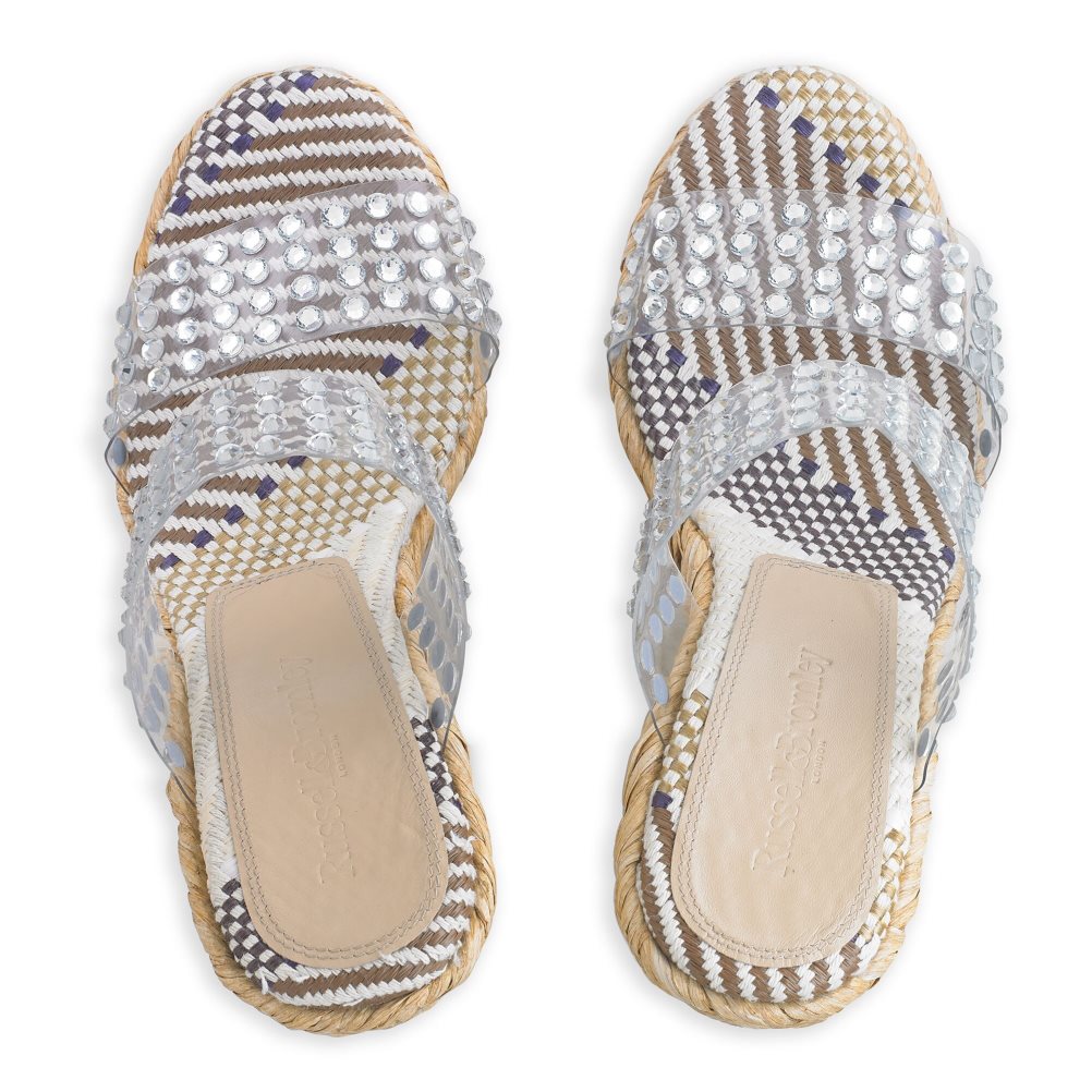 Silver Russell & Bromley Iceberg Perspex Espadrille Women's Wedges | PH-9-ZUJH