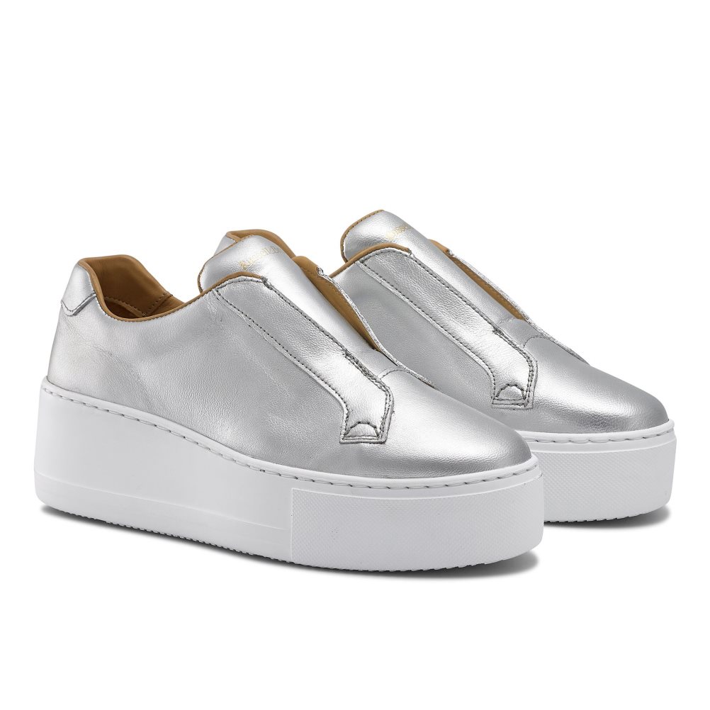 Silver Russell & Bromley Park Up Flatform Laceless Women's Platform Shoes | PH-4-VZLR