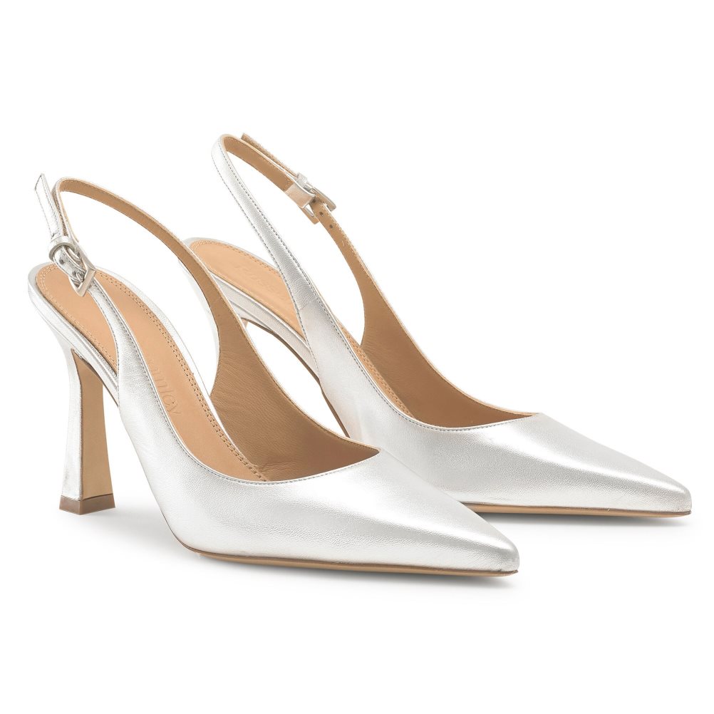 Silver Russell & Bromley Slingback Point Women's Pumps | PH-2-IKRM