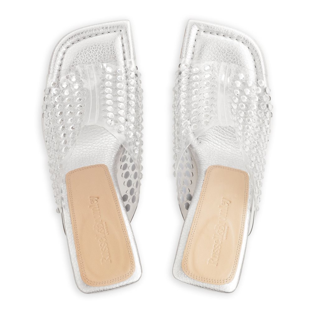 Silver Russell & Bromley Zeus Perspex Women's Mules | PH-4-ZYPX