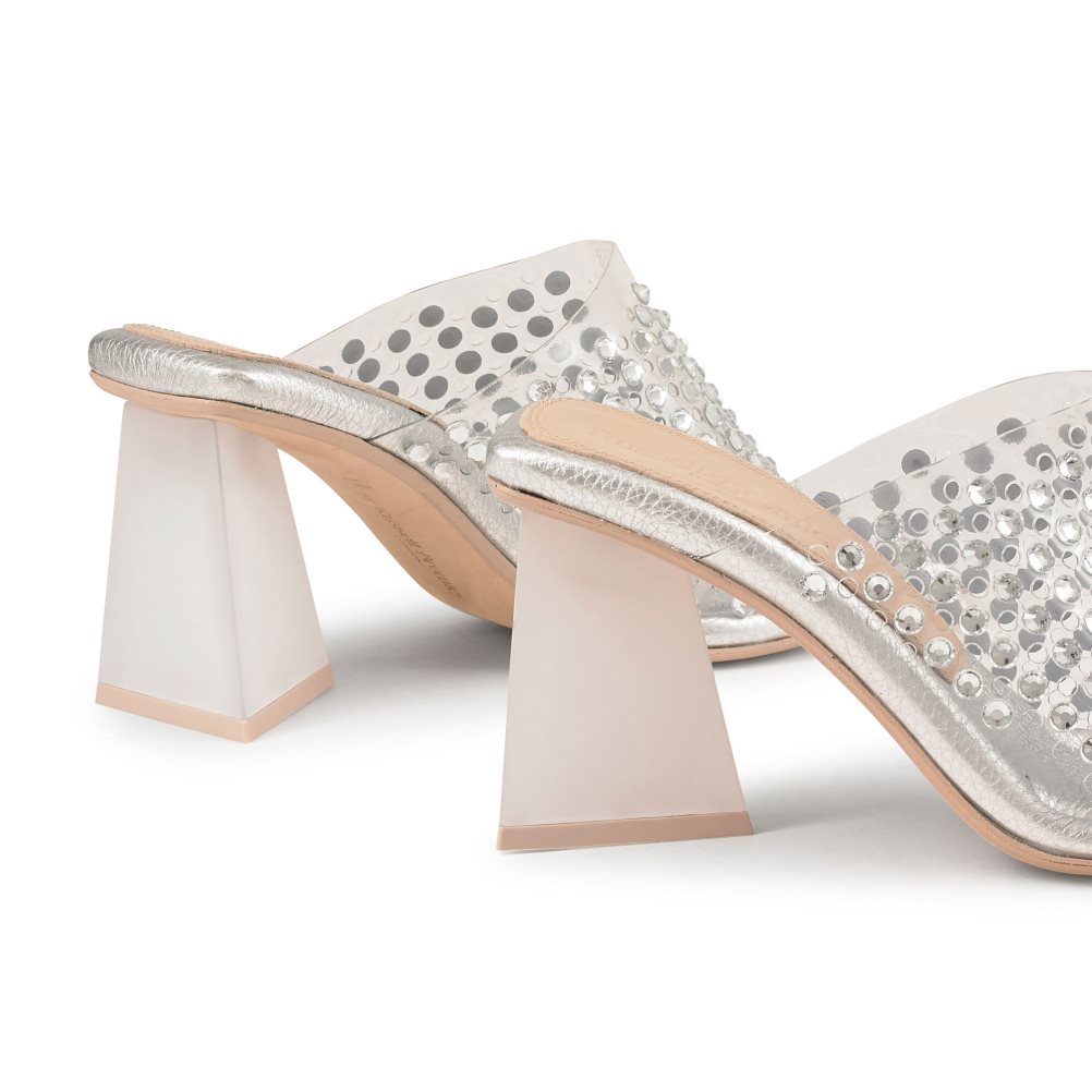 Silver Russell & Bromley Zeus Perspex Women's Mules | PH-4-ZYPX