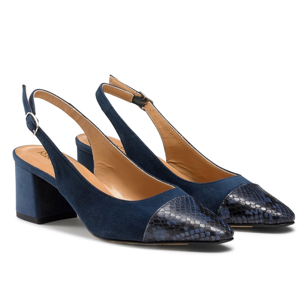 Snake / Navy Russell & Bromley Made Up Slingback Women's Heels | PH-6-AEBP