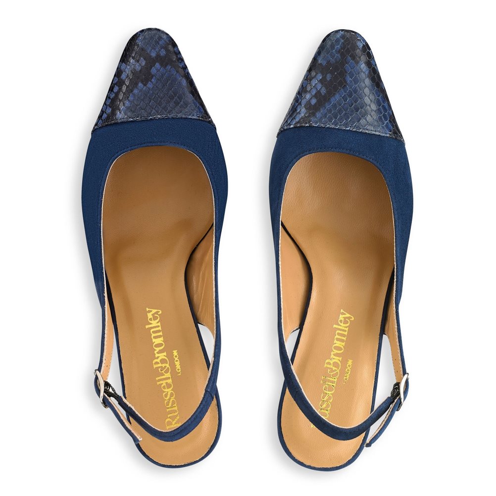 Snake / Navy Russell & Bromley Made Up Slingback Women's Heels | PH-6-AEBP