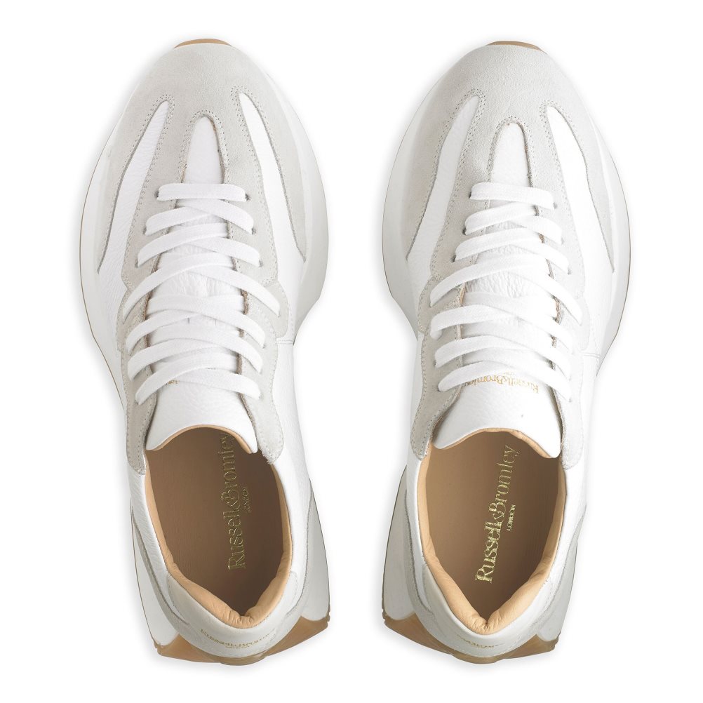 White / Grey Russell & Bromley Hourglass M Flared Sole Men's Trainers | PH-4-JCEI