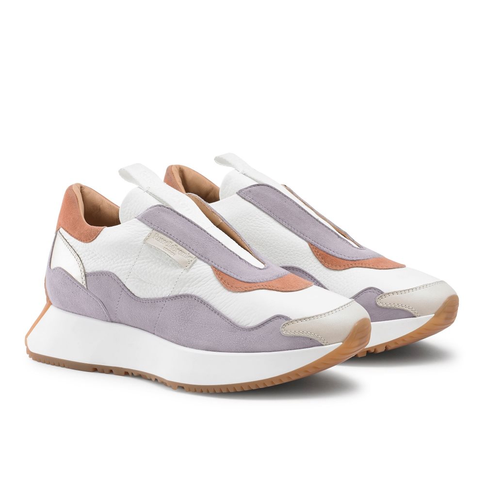 White / Lavender Russell & Bromley Timeless Flared Laceless Women's Trainers | PH-4-SIRT