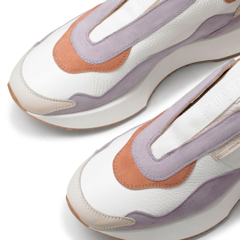 White / Lavender Russell & Bromley Timeless Flared Laceless Women's Trainers | PH-4-SIRT