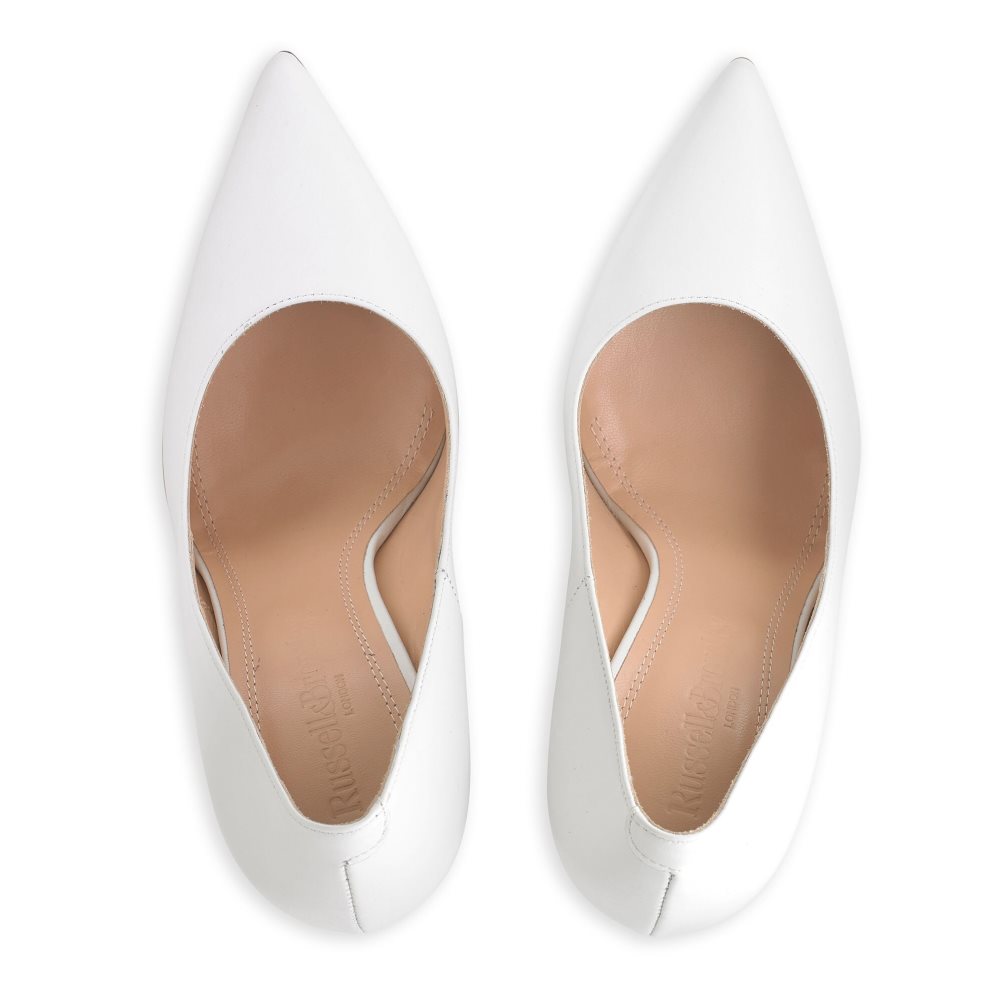 White Russell & Bromley 100point Blade Court Women's Heels | PH-9-KPJU