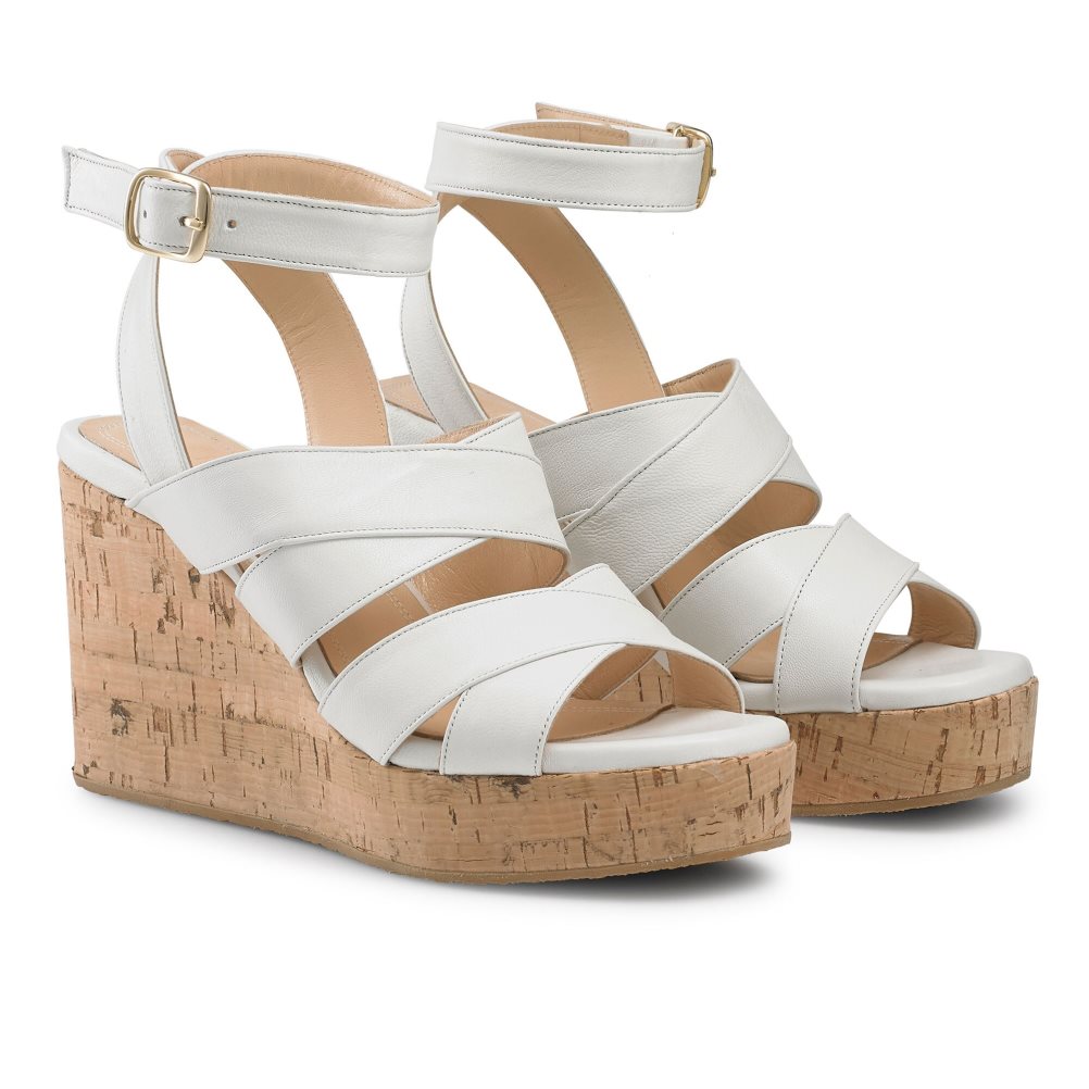 White Russell & Bromley Bliss Strappy Women's Wedges | PH-4-YCXK