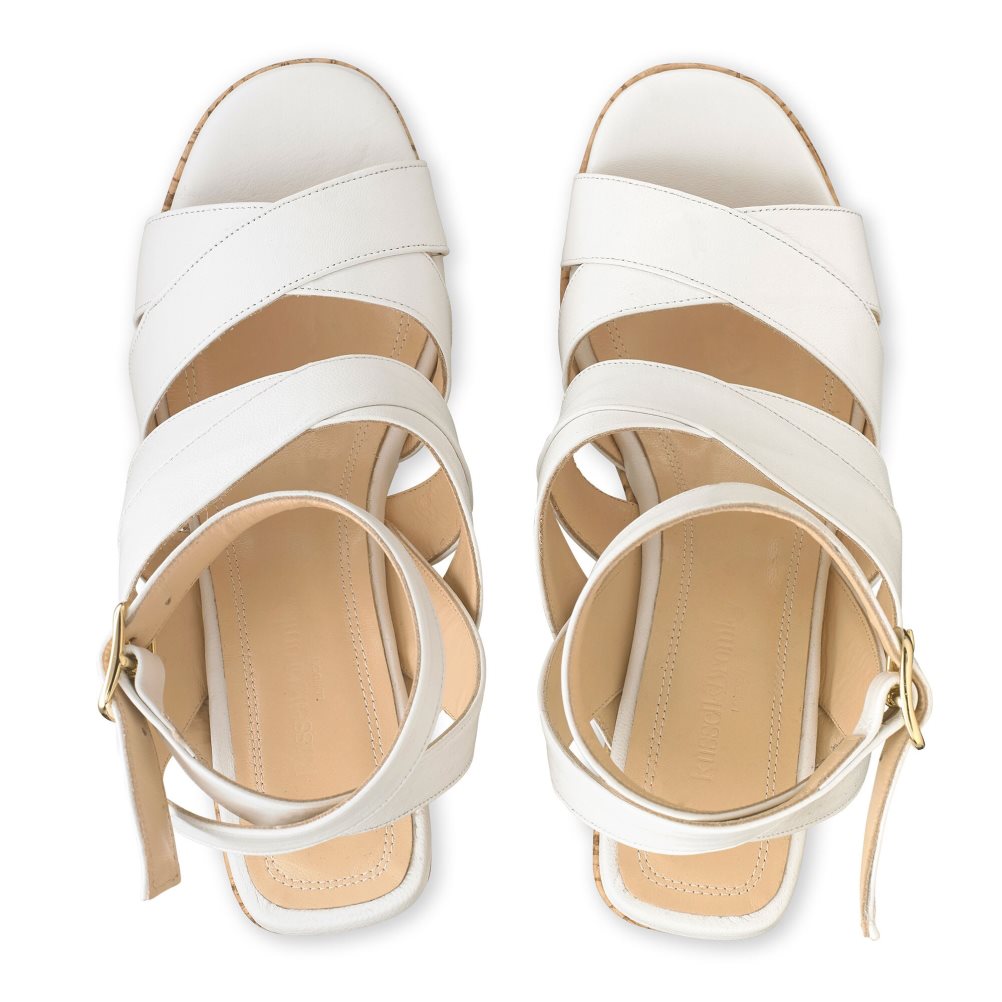 White Russell & Bromley Bliss Strappy Women's Wedges | PH-4-YCXK