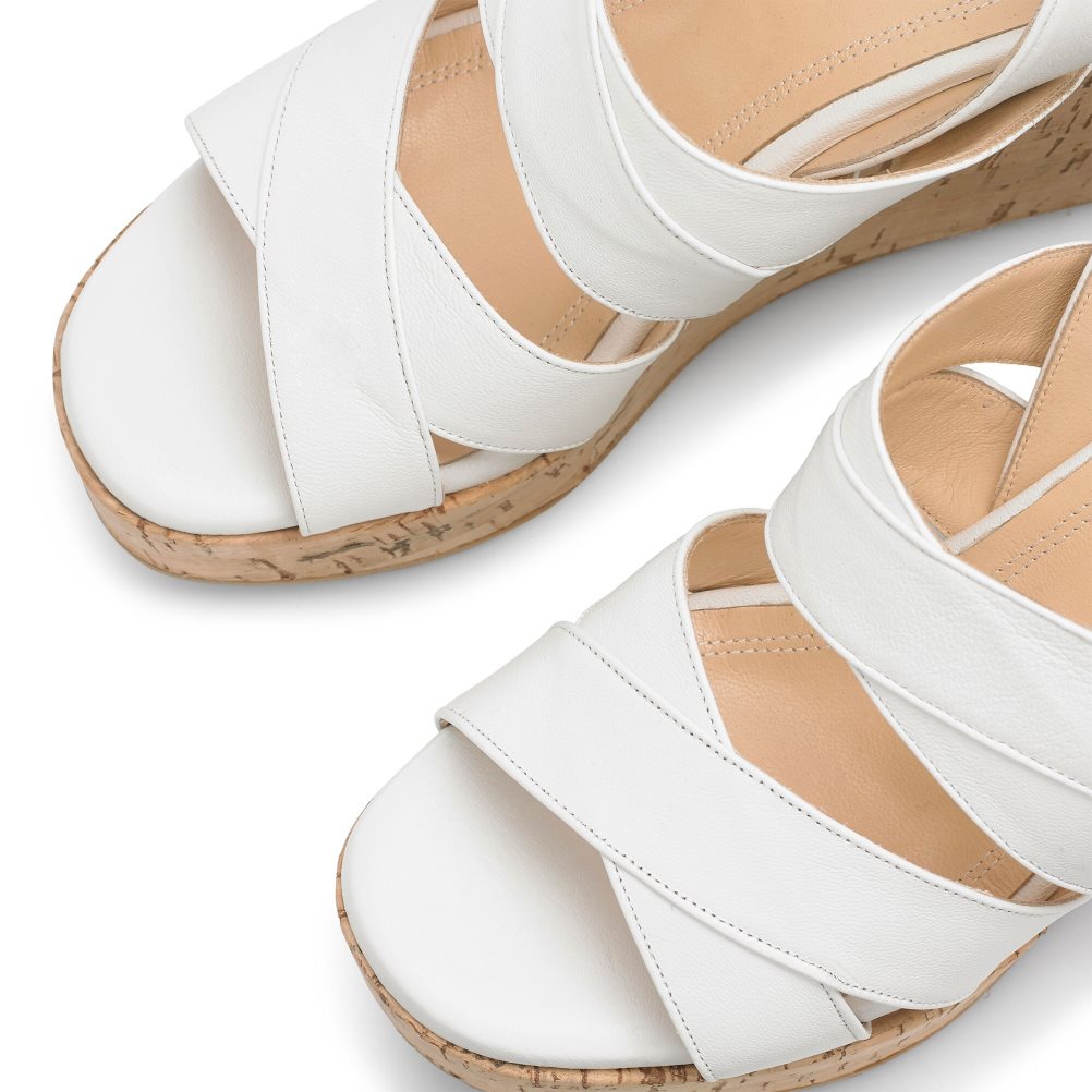 White Russell & Bromley Bliss Strappy Women's Wedges | PH-4-YCXK