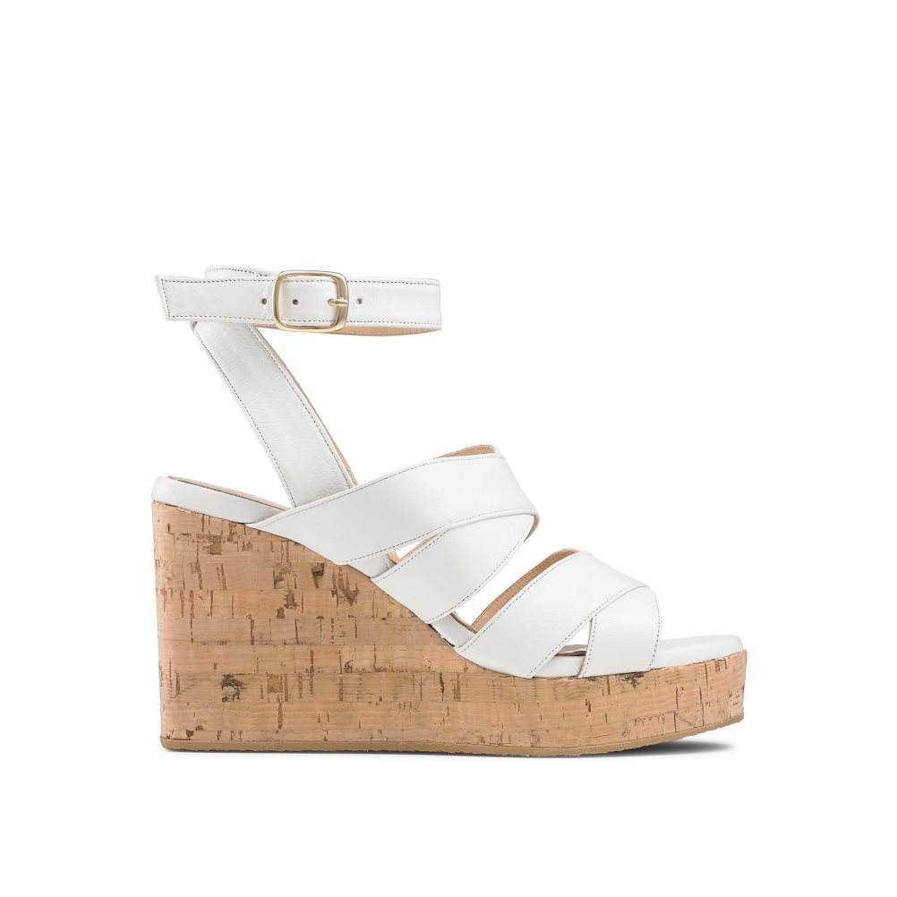 White Russell & Bromley Bliss Strappy Women\'s Wedges | PH-4-YCXK