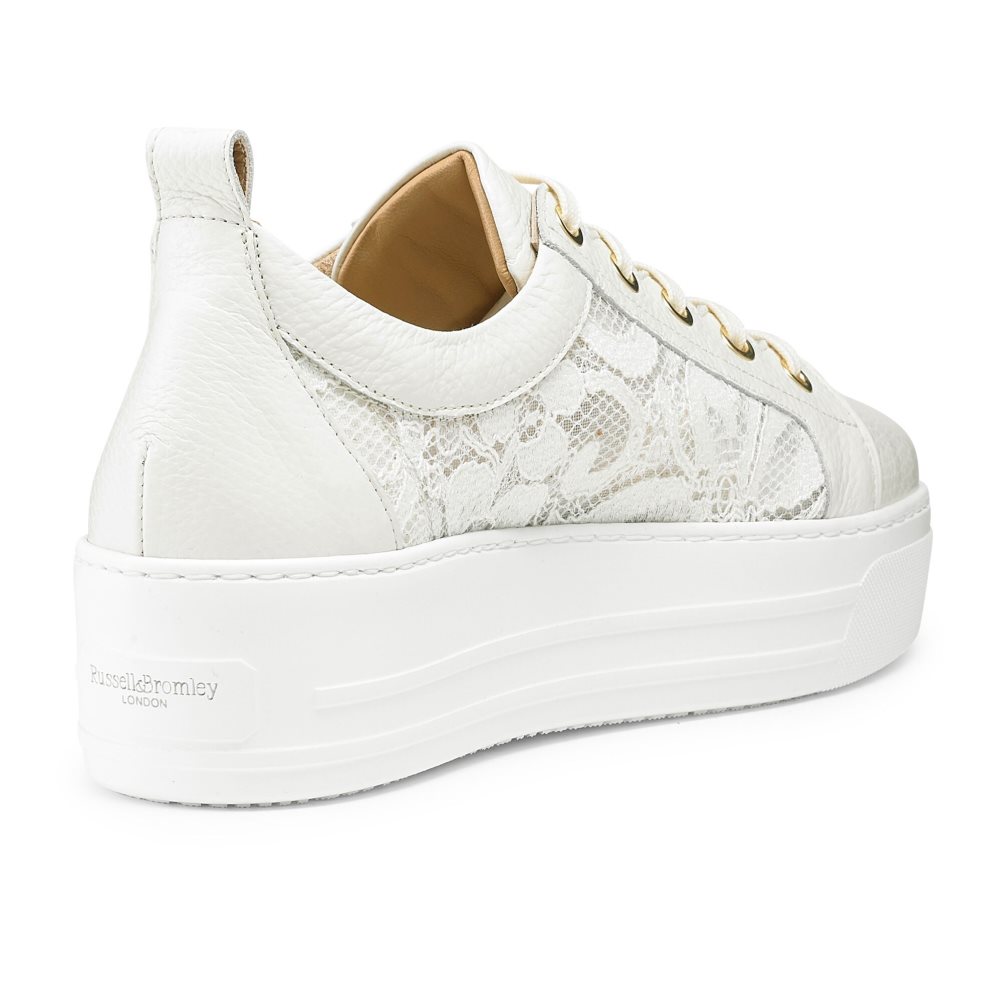 White Russell & Bromley Boardwalk Lace Women's Platform Shoes | PH-1-GKXO