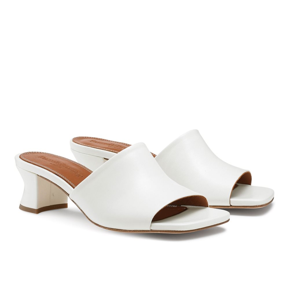 White Russell & Bromley Bon Bon Mid Block Women's Mules | PH-9-RIPA