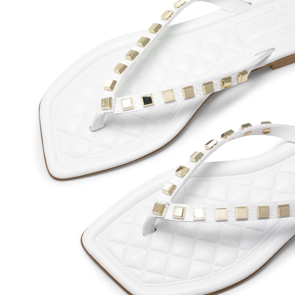 White Russell & Bromley Cairo Stud Toe Post Women's Flat Sandals | PH-2-GMNB