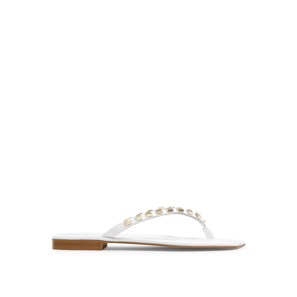 White Russell & Bromley Cairo Stud Toe Post Women\'s Flat Sandals | PH-2-GMNB