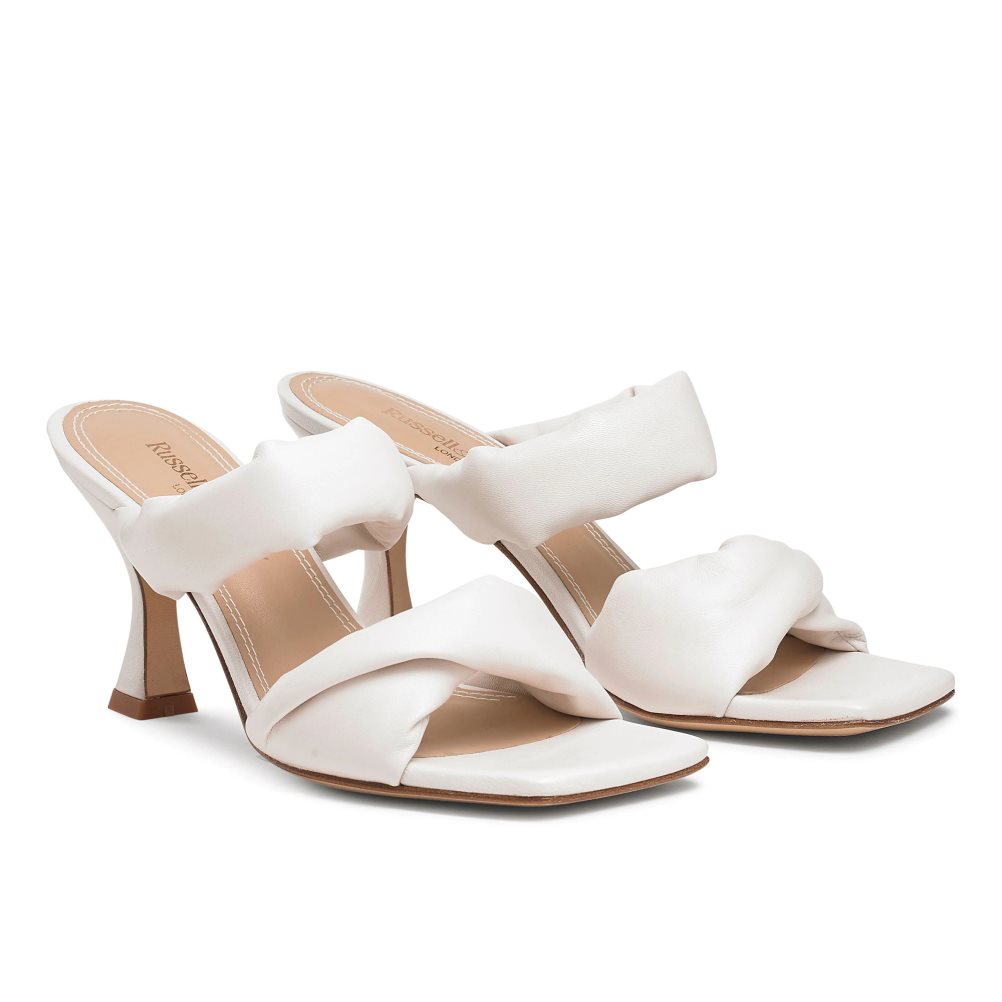 White Russell & Bromley Cocktail Puff Strap Women's Mules | PH-4-YWIT