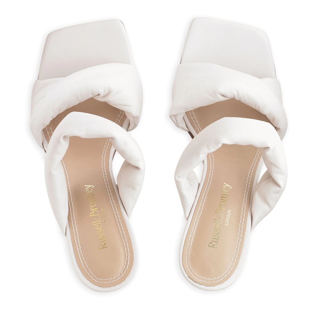 White Russell & Bromley Cocktail Puff Strap Women's Mules | PH-4-YWIT