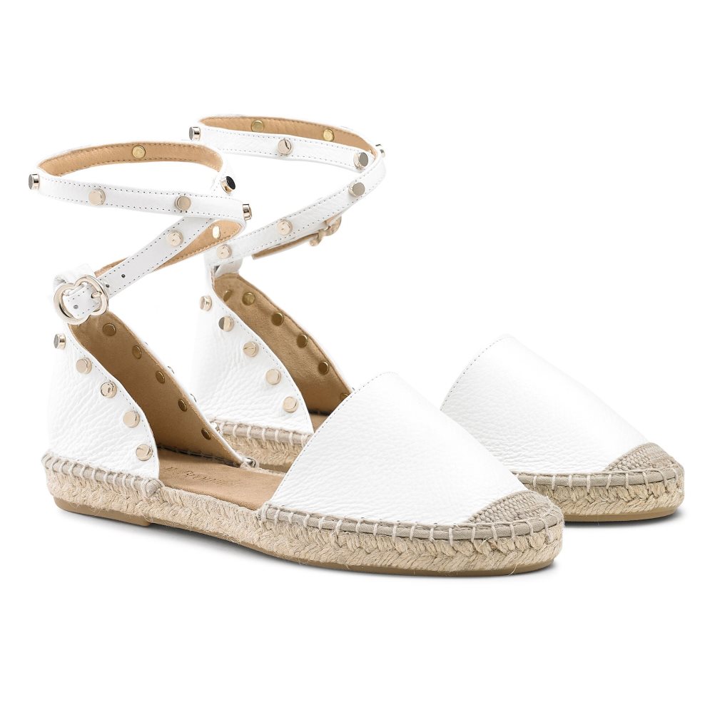 White Russell & Bromley Coin Wrap Ankle Wrap Women's Flat Sandals | PH-6-BLQZ