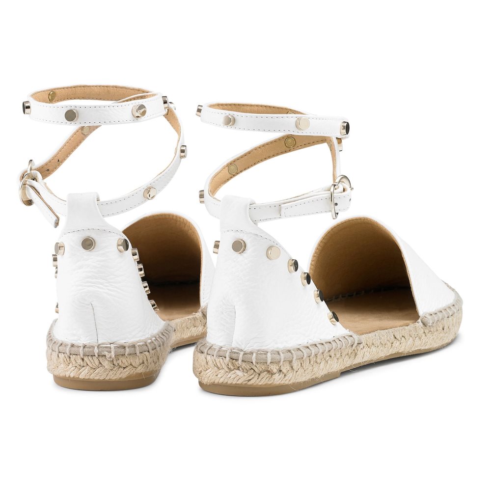 White Russell & Bromley Coin Wrap Ankle Wrap Women's Flat Sandals | PH-6-BLQZ