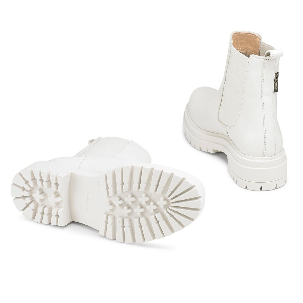 White Russell & Bromley Company Combat Women's Chelsea Boots | PH-9-YUIV