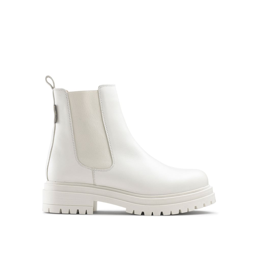 White Russell & Bromley Company Combat Women\'s Chelsea Boots | PH-9-YUIV