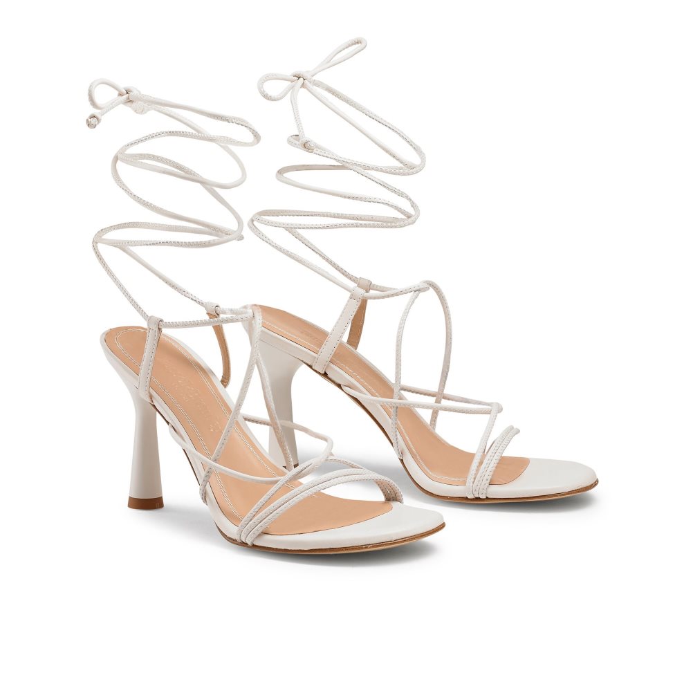 White Russell & Bromley Dragon Strappy Round Toe Women's Heels Sandals | PH-9-WFZB