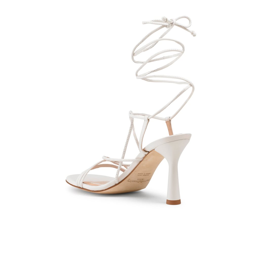 White Russell & Bromley Dragon Strappy Round Toe Women's Heels Sandals | PH-9-WFZB