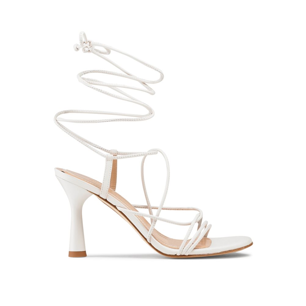 White Russell & Bromley Dragon Strappy Round Toe Women\'s Heels Sandals | PH-9-WFZB