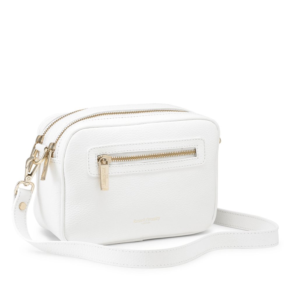 White Russell & Bromley Dynamic Triple Zip Camera Women's Crossbody Bags | PH-5-QXUC