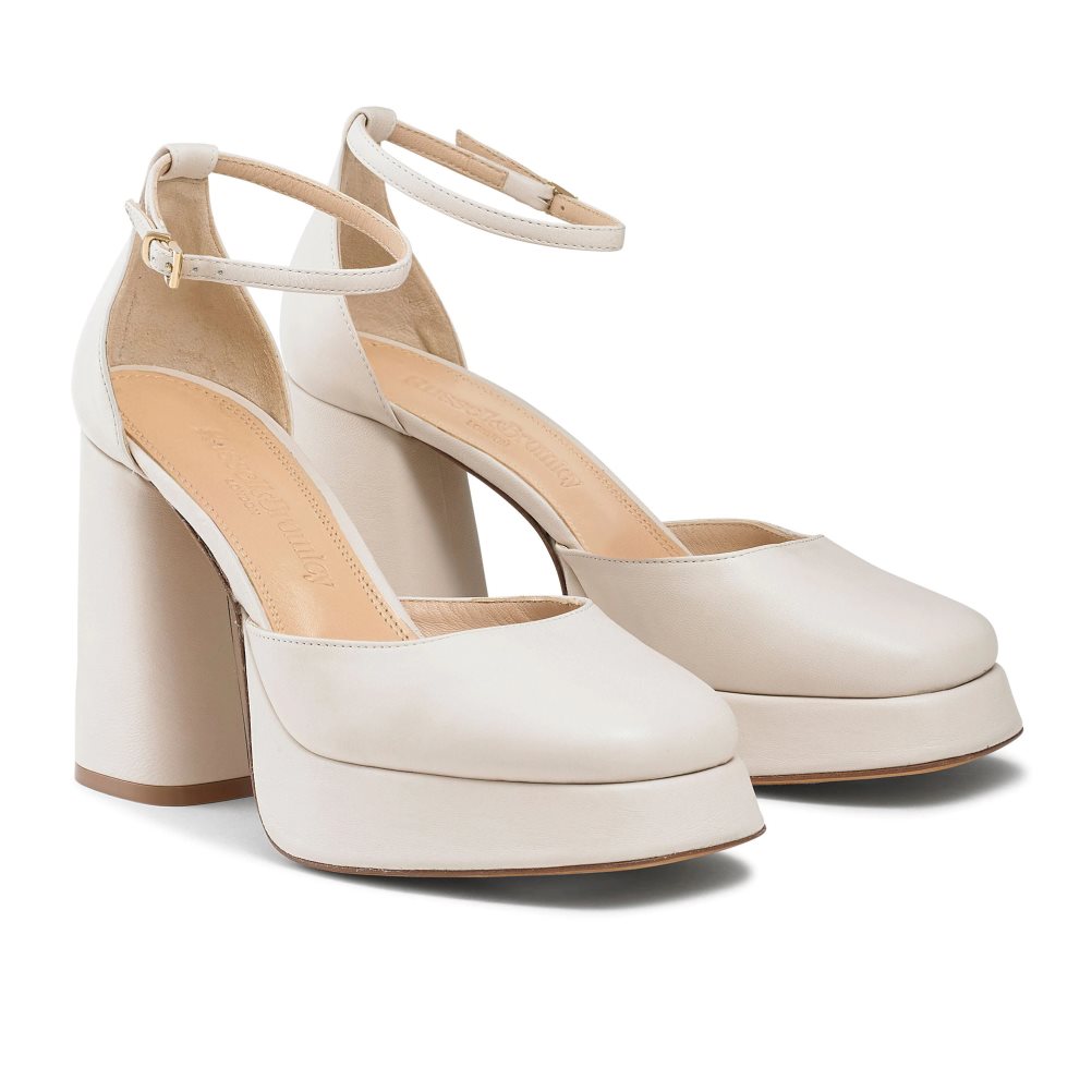 White Russell & Bromley Flawless Extreme Platform Women's Heels Sandals | PH-8-JQXO