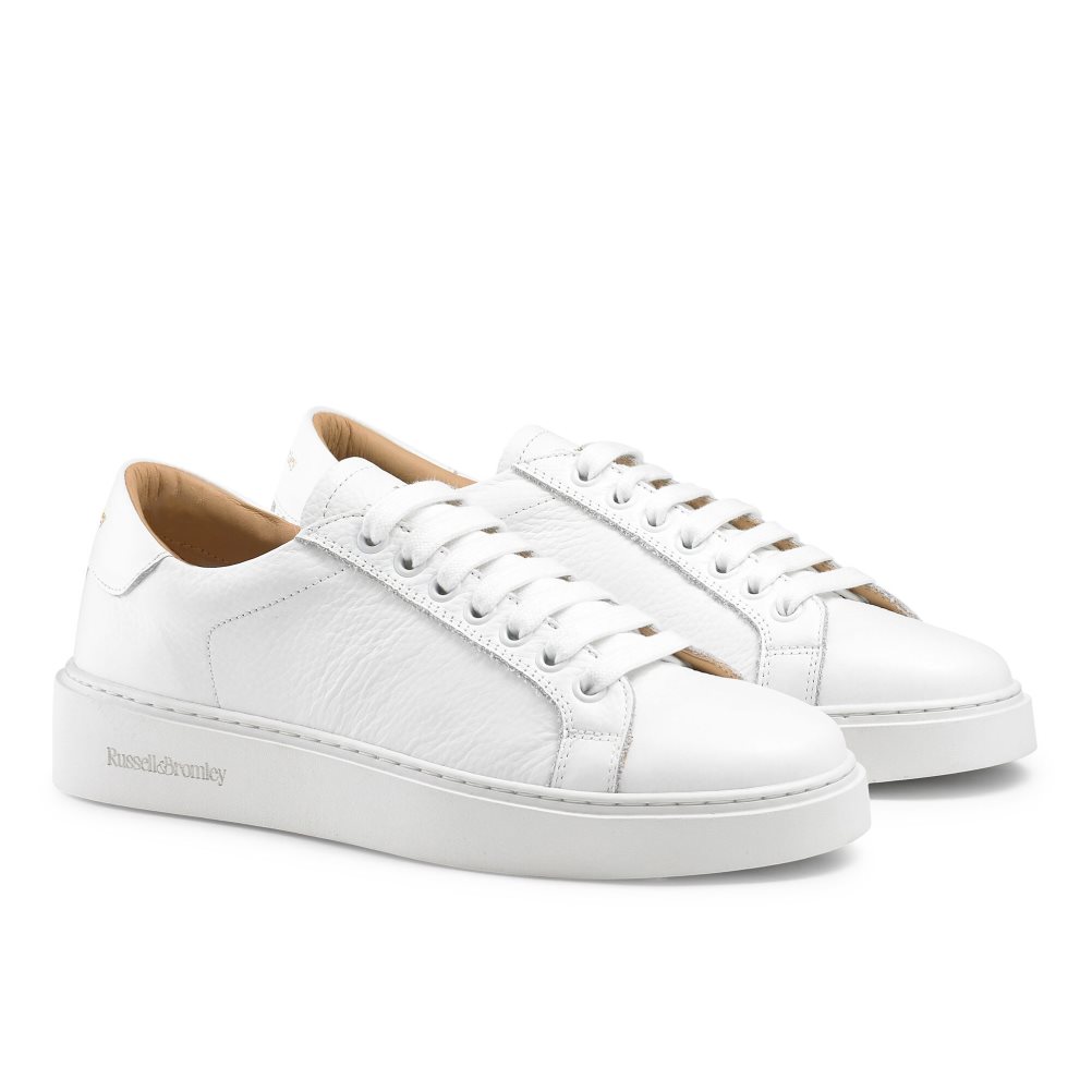 White Russell & Bromley Gleam Low Top Lace Up Women's Platform Shoes | PH-3-FUIN